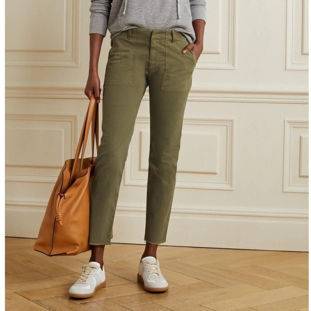 Nili Lotan Jenna Pant Cotton Camo Olive Green Cargo Utility Pants Size 4 USA